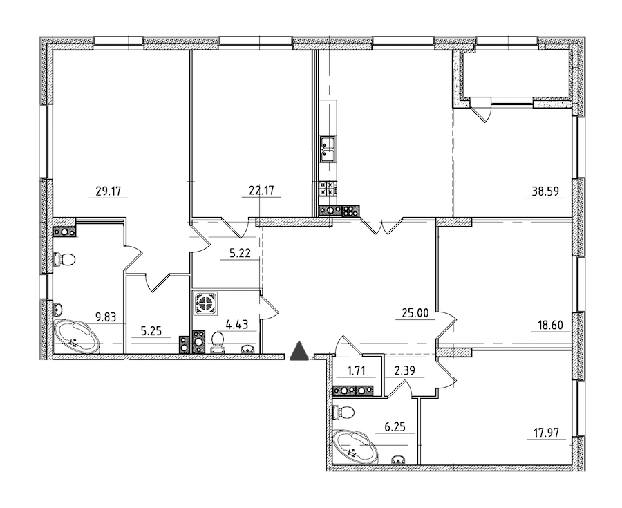 4-комнатная квартира 189.36 м², 6/7 эт., ЖК «Петровская Доминанта»